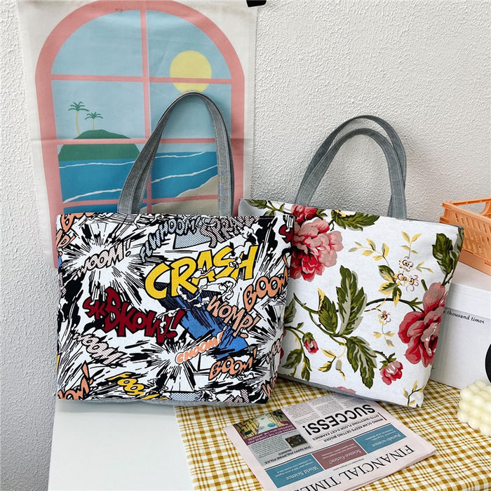 Wholesale Handbag Canvas Printed Shoulder Tote Bag MOQ≥2 JDC-HB-Weis002