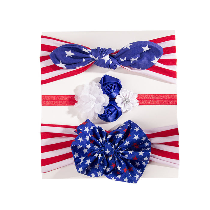 Wholesale 4th of July Independence Day Kids Dress Up Three Piece Bow Headband JDC-HD-QiuN003