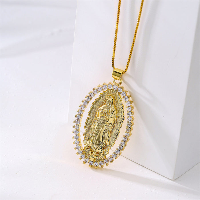 Jewelry WholesaleWholesale copper plated 18K gold zircon Virgin Mary necklace JDC-NE-AG137 Necklaces 澳古 %variant_option1% %variant_option2% %variant_option3%  Factory Price JoyasDeChina Joyas De China