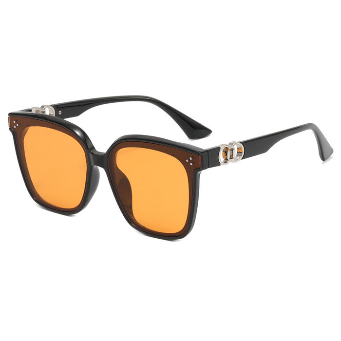 Wholesale Retro Tea Orange Sunglasses Large Frame UV Protection JDC-SG-MiM001