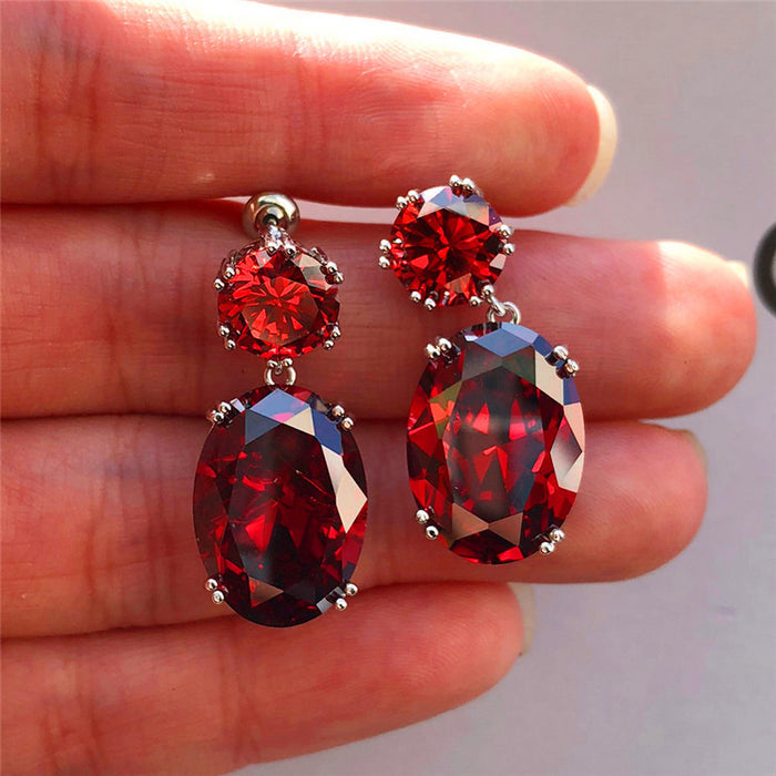 Wholesale temperament fashion egg-shaped large zircon earrings JDC-ES-Chenrui010