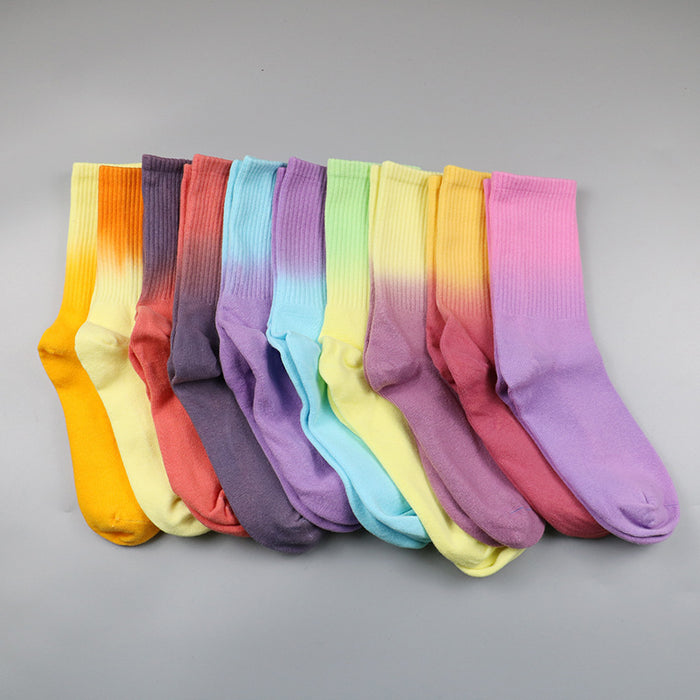 Wholesale Sock Cotton Rainbow Gradient Tie Dye Socks JDC-SK-YuHui003