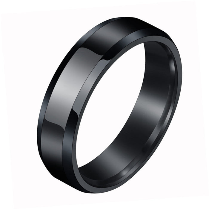 Wholesale Glossy Stainless Steel Ring Tricolor Double Beveled Edge Titanium Steel JDC-RS-XinG001