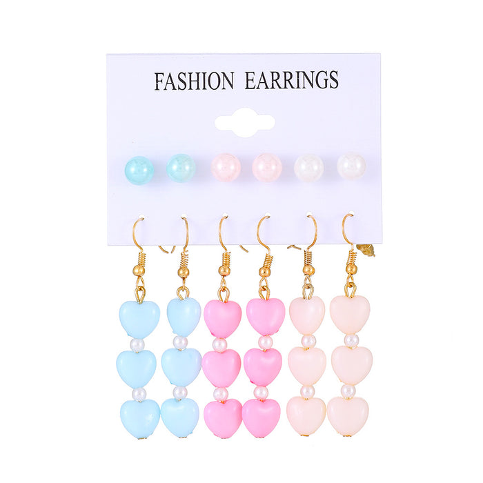 Wholesale Earrings Color Butterfly Love Pearl Flower Mushroom Earrings Six Piece Set JDC-ES-D660