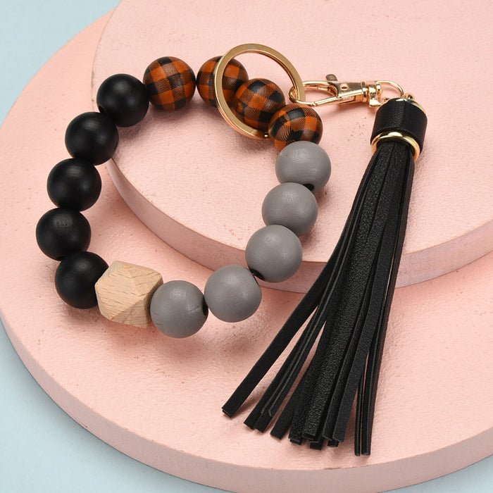 Wholesale Tassel Wood Beads Fashion Beads Bracelet Keychain JDC-KC-YPin012