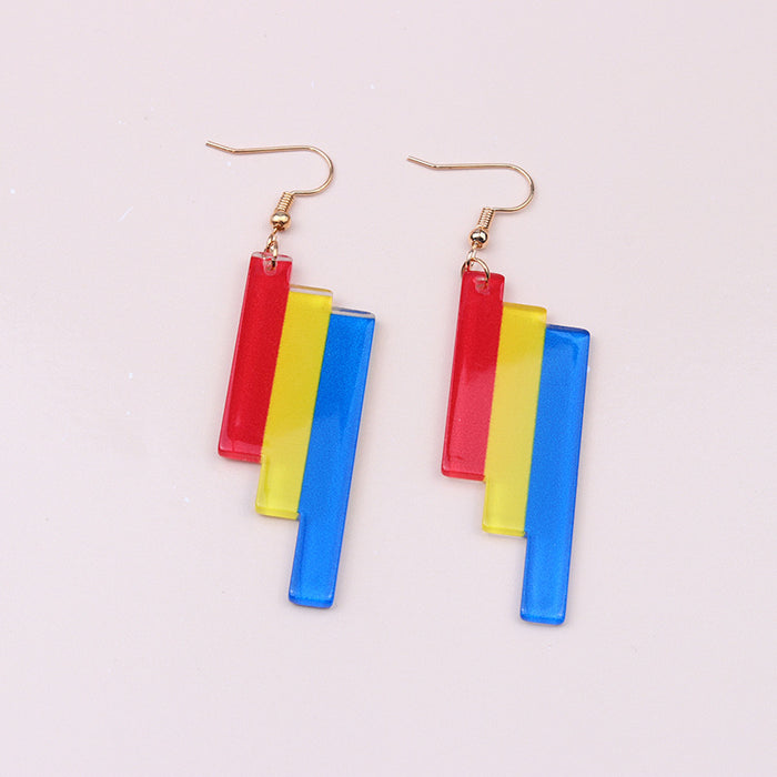 Wholesale Rainbow Heart Acrylic Earrings MOQ≥2 JDC-ES-DUAI011