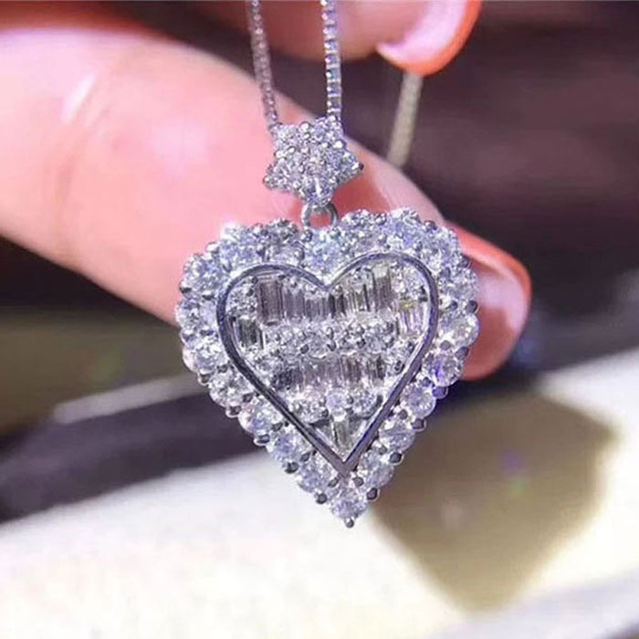 Wholesale Heart Shaped Diamond Pendant Jewelry Set JDC-ES-JYS014