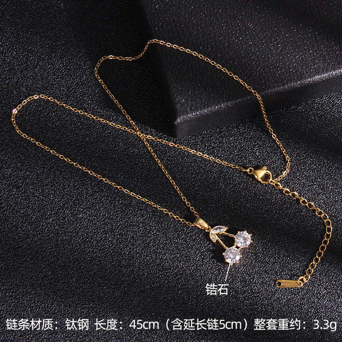 Jewelry WholesaleWholesale Copper Titanium Steel Zircon Snowflake Cherry Necklace JDC-NE-RongS003 Necklaces 荣硕 %variant_option1% %variant_option2% %variant_option3%  Factory Price JoyasDeChina Joyas De China