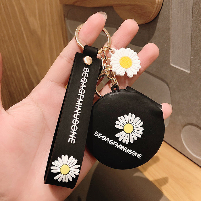 Jewelry WholesaleWholesale Small Daisy Makeup Mirror Silicone Keychain JDC-KC-FeiRun019 Keychains 飞润 %variant_option1% %variant_option2% %variant_option3%  Factory Price JoyasDeChina Joyas De China