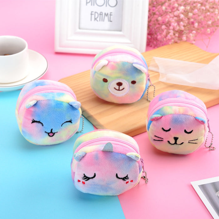 Wholesale Mini Colorful Three-dimensional Round Plush Coin Cute Keychain JDC-KC-RJ001