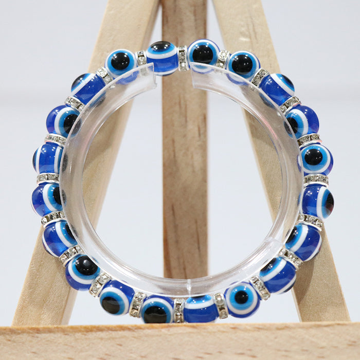 Pulsera de ojo azul al por mayor pulsera con cuentas MOQ≥2 JDC-BT-HUOM007