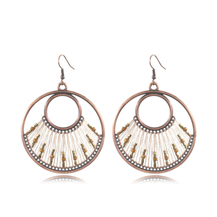 Jewelry WholesaleWholesale vintage teardrop shaped hand-woven Miyuki rice beads series earrings JDC-ES-HH004 Earrings 汉虹 %variant_option1% %variant_option2% %variant_option3%  Factory Price JoyasDeChina Joyas De China