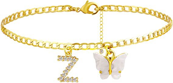 Wholesale Anklet Letter Butterfly 14K Gold Plated MOQ≥2 JDC-AS-JinM008