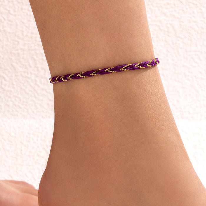 Wholesale Ethnic Wind Braided Twist Color Cord Anklets Single MOQ≥2 JDC-AS-MoM001