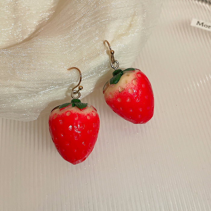 Wholesale red strawberry earrings Hong Kong style personality JDC-ES-Fengm049