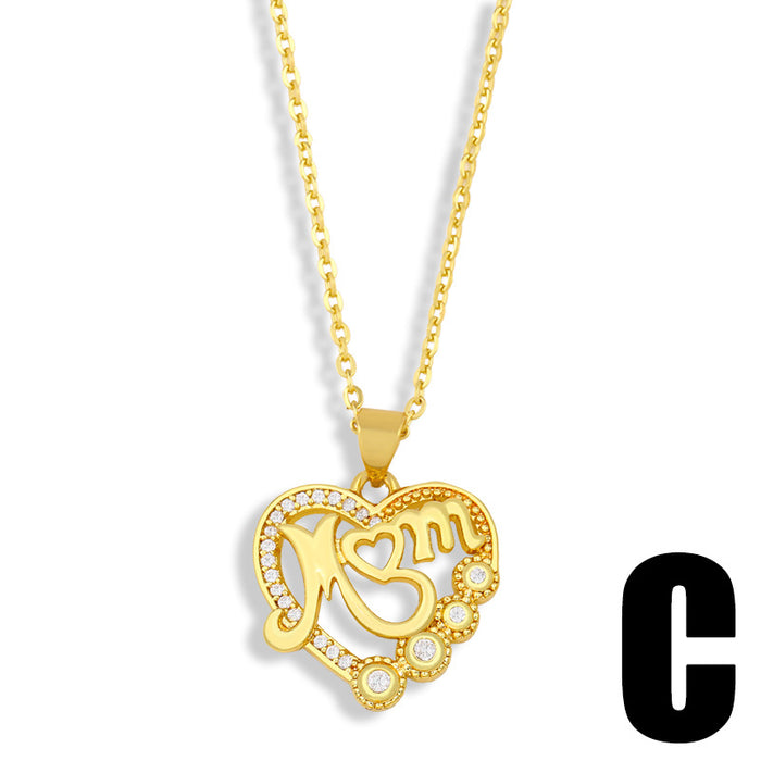 Jewelry WholesaleWholesale diamond-encrusted heart shaped Mother's Day necklace JDC-NE-AOS016 Necklaces 翱昇 %variant_option1% %variant_option2% %variant_option3%  Factory Price JoyasDeChina Joyas De China