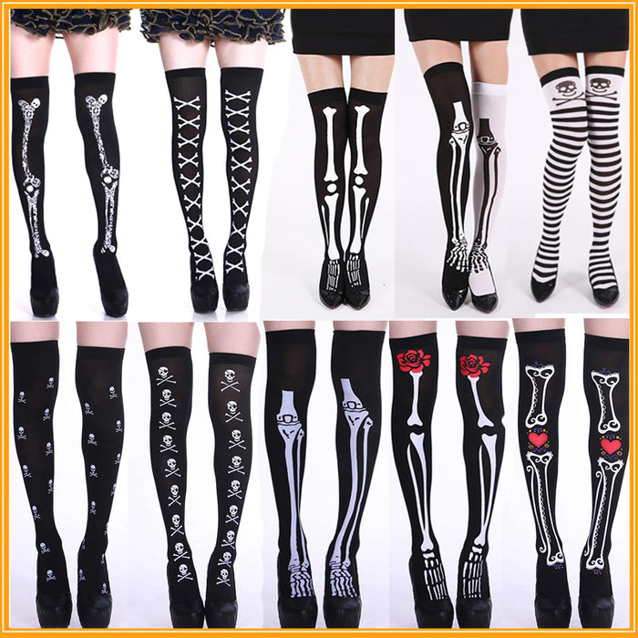 Wholesale Socks Cloth Halloween Skeleton Black Zombie Skull MOQ≥3 JDC-SK-hengz002