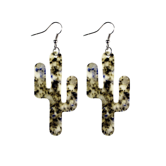 Wholesale Leather Earrings Southwest Popular Cactus Marble JDC-ES-dih005