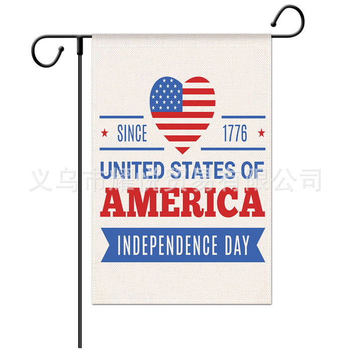 Wholesale 4th of July Independence Day Linen Garden Flag Festival Double Sided Garden Hanging Flag MOQ≥2 JDC-DC-YaoYue001