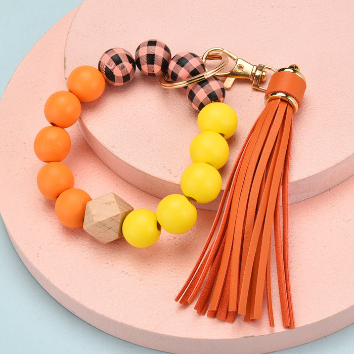 Wholesale Tassel Wood Beads Fashion Beads Bracelet Keychain JDC-KC-YPin012