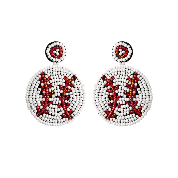 Wholesale Earrings Rice Beads Baseball MOQ≥2 JDC-ES-PREMJM003