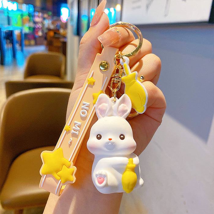 Wholesale Keychains For Backpacks genuine glutinous rice rabbit keychain pendant creative cute bunny couple MOQ≥2 JDC-KC-MSi021