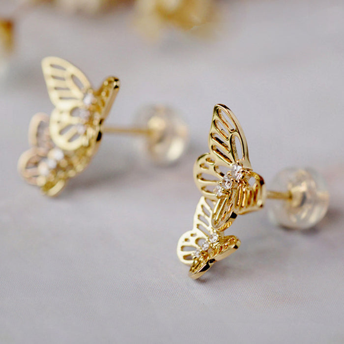 Wholesale Earrings Copper Super Flash Zircon Butterfly MOQ≥2 JDC-ES-PREMCAOS014