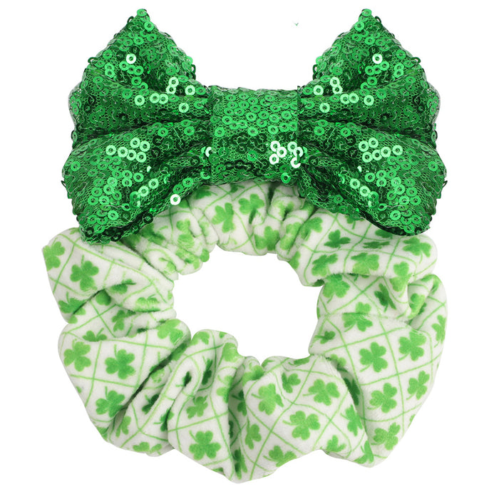 Wholesale cartoon large intestine hair ring bow hair accessories lucky clover （M）MOQ≥2 JDC-HS-Danzuo011