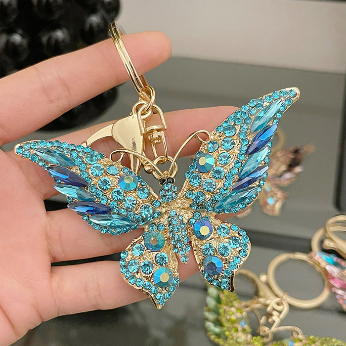 Wholesale Retro New Rhinestone Butterfly Keychain MOQ≥2 JDC-KC-CH036