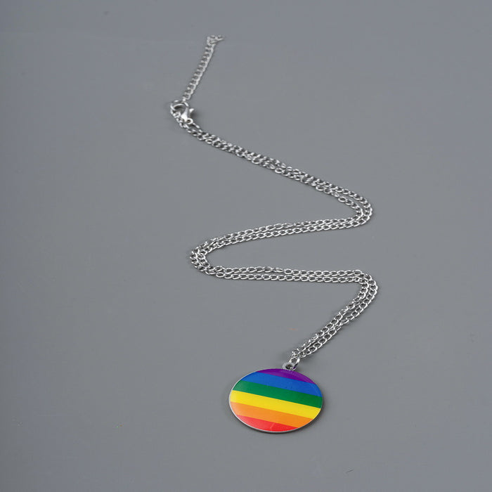 Wholesale LGBT Love Fingerprint Cloud Shape Rainbow Pattern Gay Element Necklace JDC-NE-YinH031