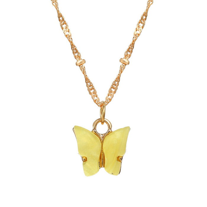 Wholesale Color Acrylic Butterfly Necklace Set Retro Simple JDC-NE-F076