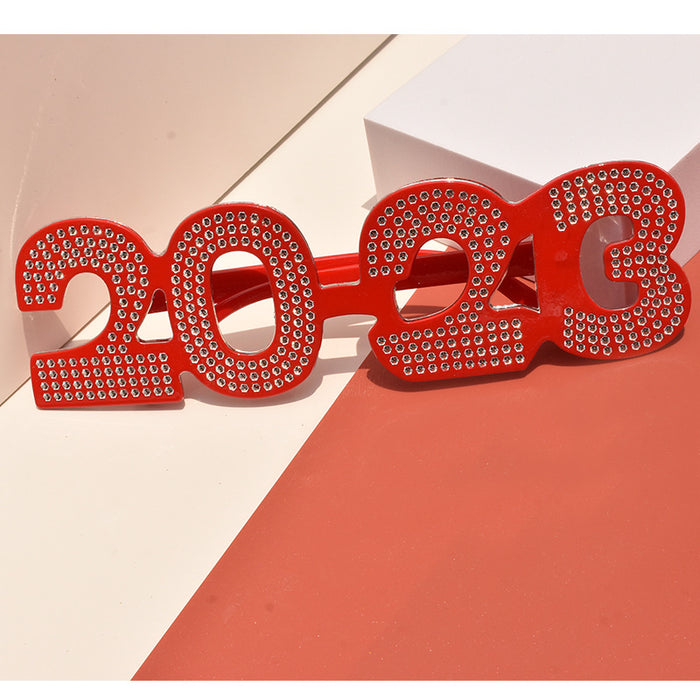 Wholesale Sunglasses PC 2023 Digital HAPPY NEW YEAR New Year's Eve Party Funny Shapes 10 pcs JDC-SG-SFY005