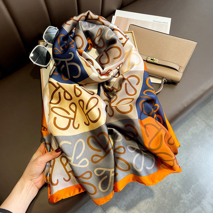 Wholesale Silk Scarf Polyester Printed Silk Shawl Sun Protection (F) MOQ≥2 JDC-SS-Zhitao001