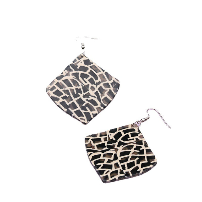 Wholesale acrylic check plate earrings temperament bow stitching MOQ≥2 JDC-ES-DUAI025