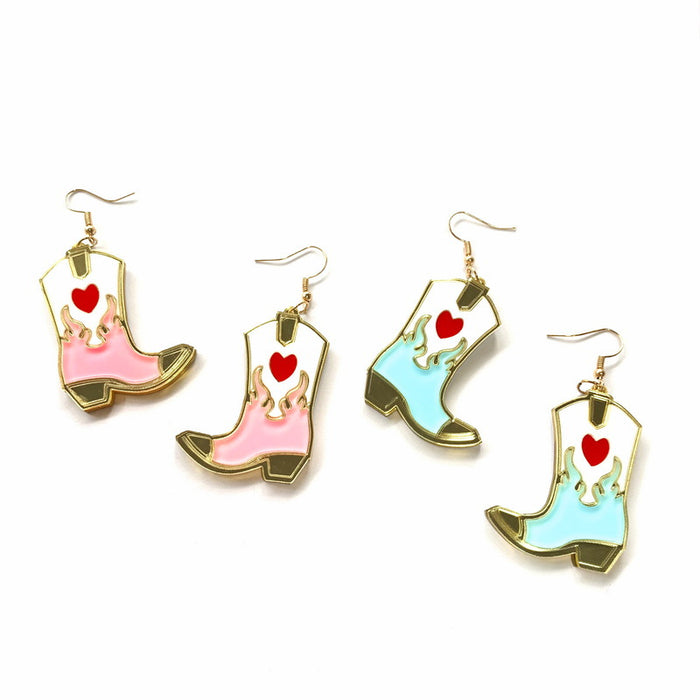 Wholesale Earrings Acrylic Love Boots MOQ≥2 JDC-ES-XUEP053