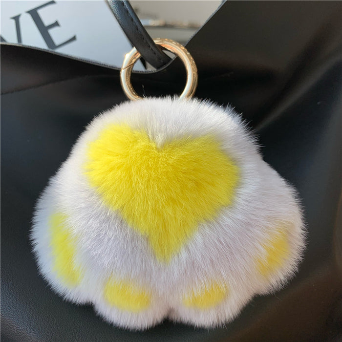 Wholesale Rex Rabbit Real Hair Kitten Claw Bag Ornament Car Keychain JDC-KC-HRS001