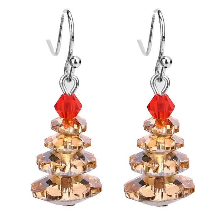 Wholesale Christmas Tree Earrings Multilayer Electroplating Crystal Earrings MOQ≥3 JDC-ES-QiuX001