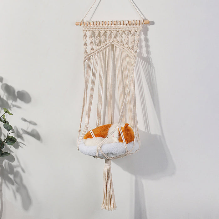 Wholesale boho woven cat litter hammock pet net pocket MOQ≥2 JDC-DC-RXin012