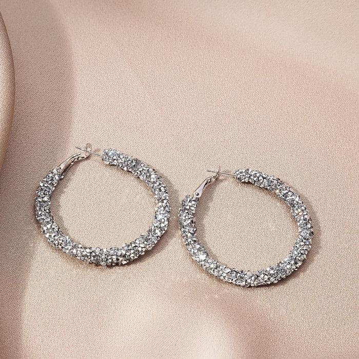 Wholesale Earrings Alloy Color Flash Diamond Big Circle JDC-ES-MDD089