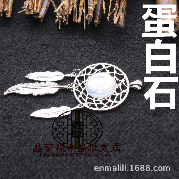 Wholesale Necklace Green Onyx Dream Catcher Pendant JDC-NE-Jinshe006