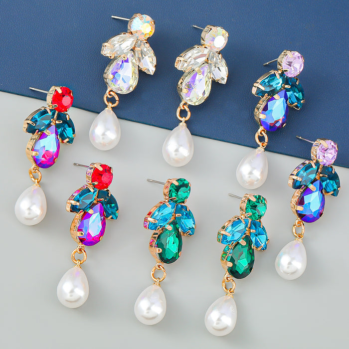 Wholesale Earrings Alloy Diamond Imitation Pearl JDC-ES-JL1050