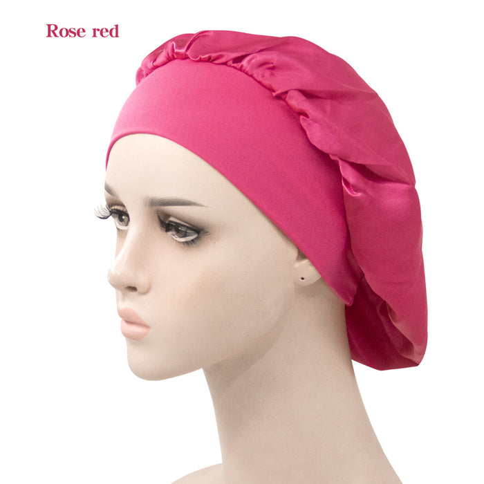 Wholesale Solid Color Wide Brim Stretch Night Cap Hair Care Beauty Shower Cap JDC-FH-MuSi001