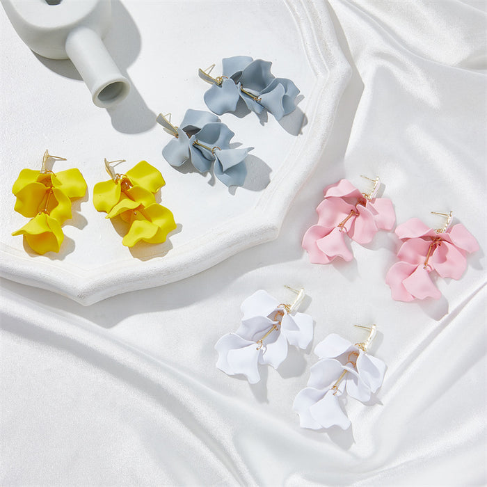 Wholesale 925 Silver Needle Candy Color Petal Acrylic Earrings MOQ≥2 JDC-ES-Jufa003