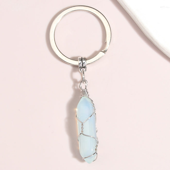 Wholesale Keychain Metal Crystal Hexagon Pillar MOQ≥2 JDC-KC-XiangH015