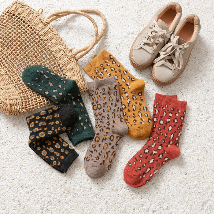 Wholesale Socks Wool Mid Tube Warm Thick Leopard Print JDC-SK-ChangShen002