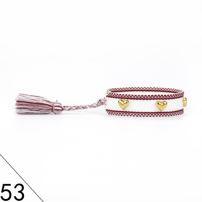 Jewelry WholesaleWholesale Nail Style Double Sided Braided Gold Heart Fringe Bracelet JDC-BT-SheY004 Bracelet 奢颖 %variant_option1% %variant_option2% %variant_option3%  Factory Price JoyasDeChina Joyas De China