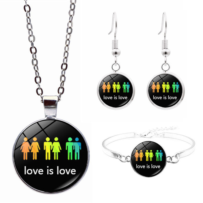 Jewelry WholesaleWholesale LGBT Rainbow Flag Pride Day Necklace Bracelet Stud Earrings Set JDC-NE-JiaYun006 Necklaces 嘉运 %variant_option1% %variant_option2% %variant_option3%  Factory Price JoyasDeChina Joyas De China