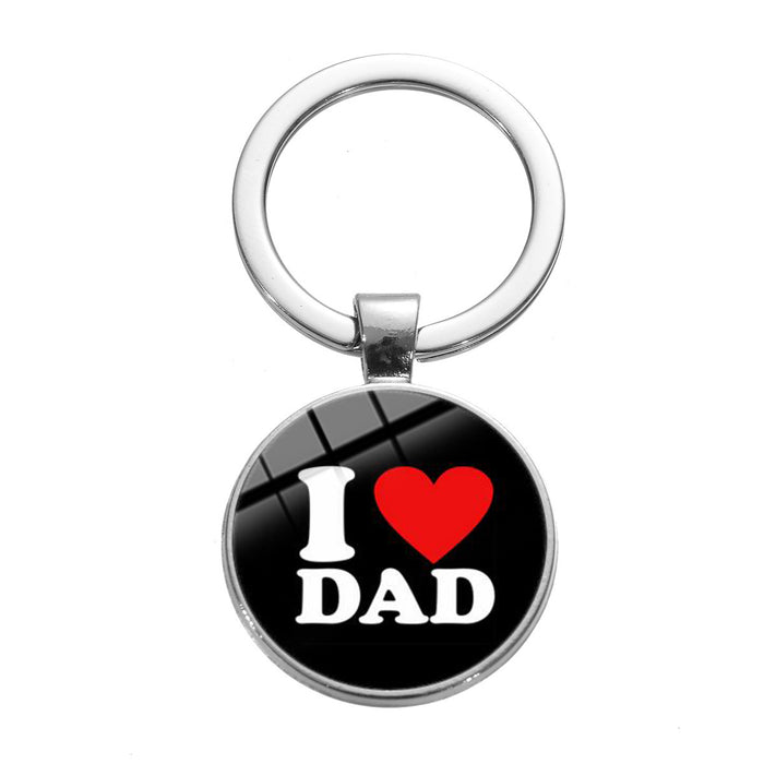 Wholesale Father's Day Gift Alloy Glass Time Gemstone Keychain JDC-KC-SongX007