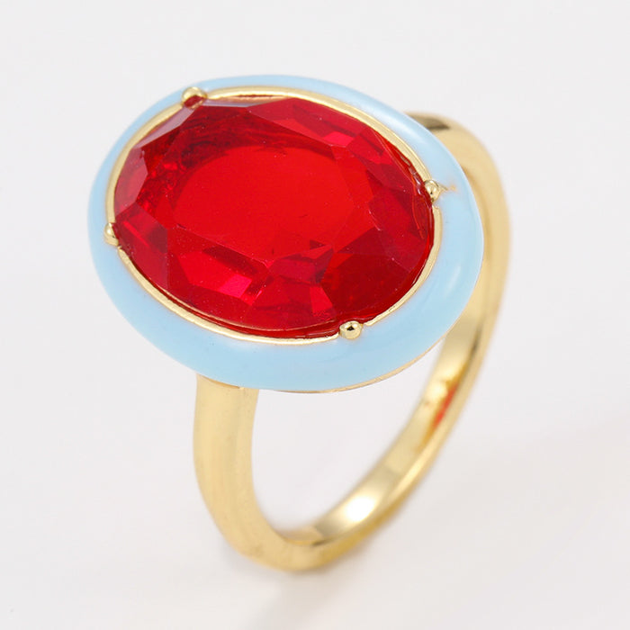 Wholesale Gemstone Enamel Alloy Zircon Ring JDC-RS-KenJ001