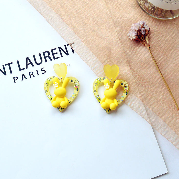 Wholesale Earrings Acrylic Cute Rabbit Girl Love Stud Earrings JDC-ES-Xienuo010